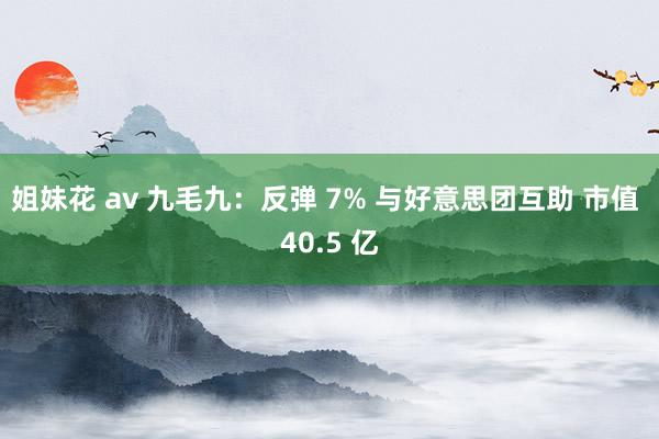 姐妹花 av 九毛九：反弹 7% 与好意思团互助 市值 40.5 亿