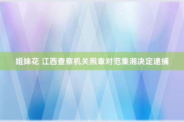 姐妹花 江西查察机关照章对范集湘决定逮捕